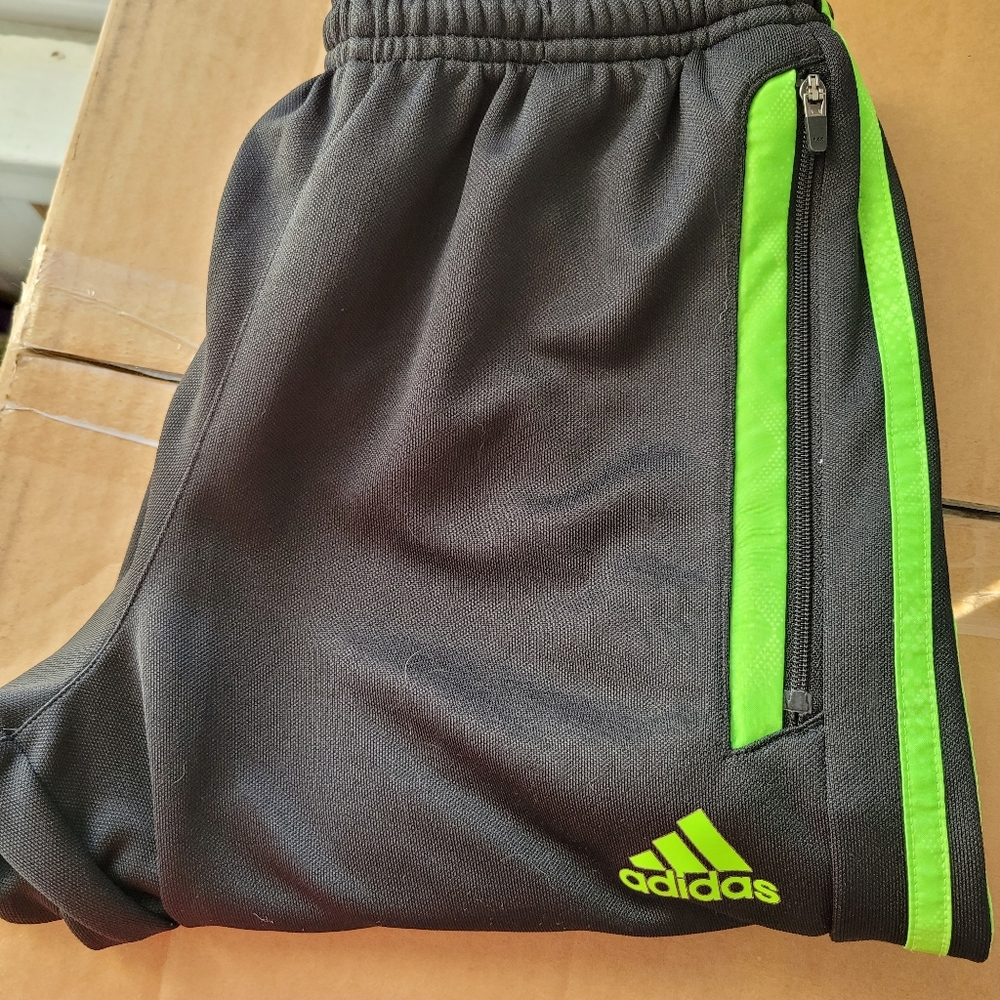 Boys Adidas pants. HOT black/lime.